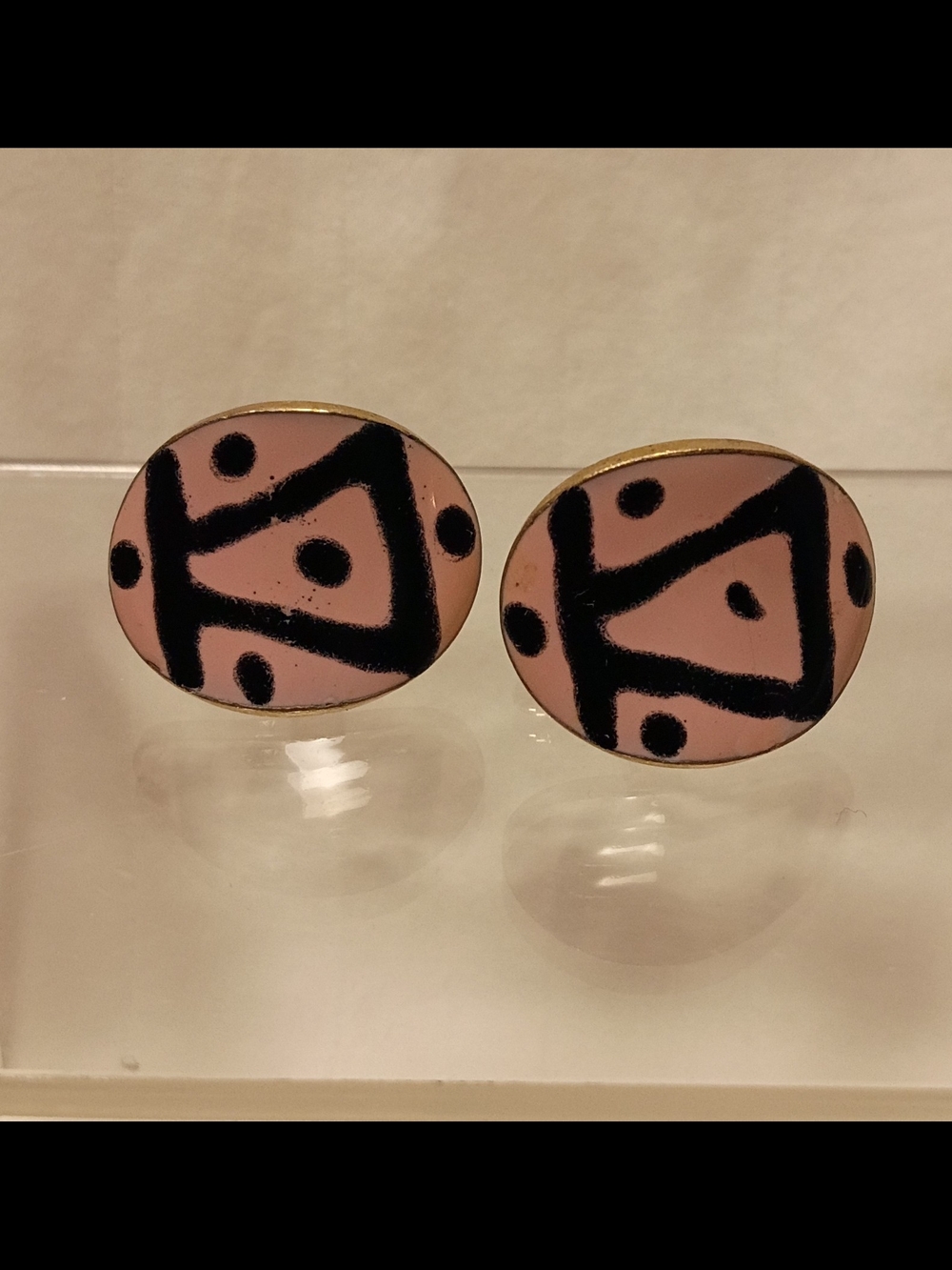 Pink and Black Enamel Cuff Links